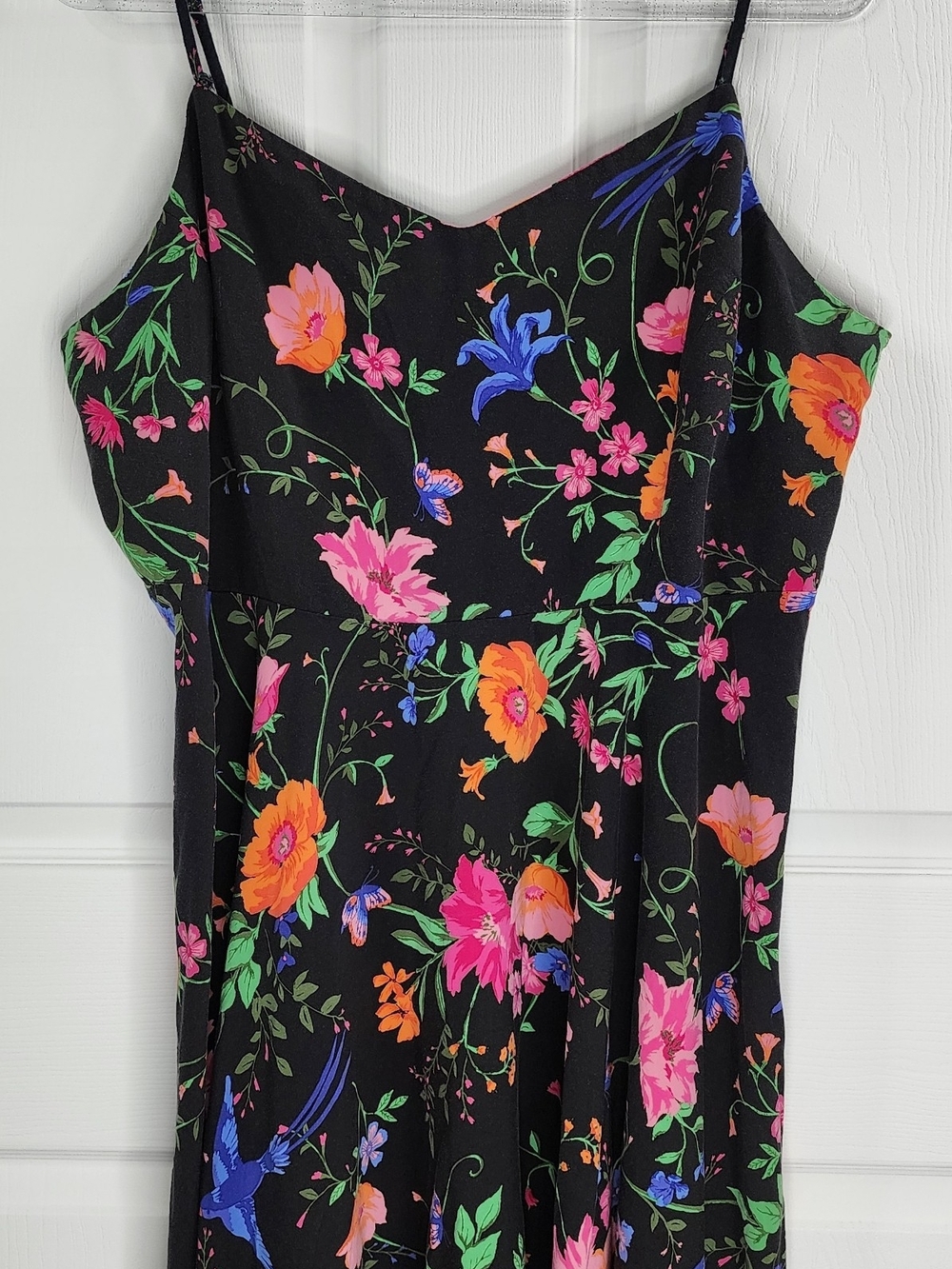 Old Navy XXL Black Tropical Floral Cami Dress | Smocked Back & Adjustable Straps